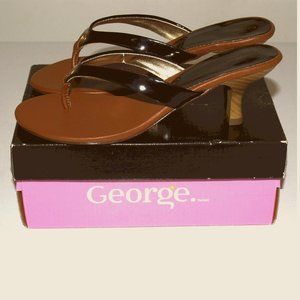 NEW GEORGE TM/MC Model: Nicole, Brown/Black Heels Sandals US Size 7.5
